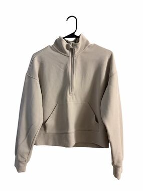 all in motion Cream Half-Zip Ribbed Pullover Hoodie